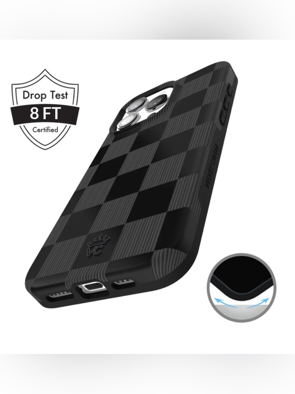 Black and Gray Checkered Case for iPhone 16 Pro Max with Magnetic Ring - Picture 5 of 7